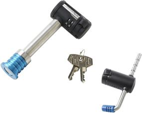 img 1 attached to Обезопасьте свой прицеп с набором замков Master Lock 1481DAT из нержавеющей стали для приемника гантель и регулируемым замком для соединителя.