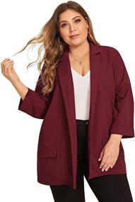 img 4 attached to WDIRARA Plus Size Long Sleeve Blazer: Casual Open Front Cardigan Jacket for Women - Perfect for Improved SEO