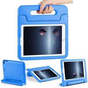 img 4 attached to 🔵 CAM-ULATA 9.7 inch iPad Case for Kids 2018/2017 - Shockproof Handle Cover with Folio Stand, Compatible with iPad Air 1/2 - Blue