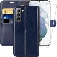 📱 monasay galaxy s21 5g wallet case with screen protector - stylish flip folio leather cell phone cover & credit card holder logo