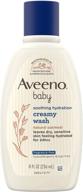 aveeno baby soothing hydration creamy body wash with natural oatmeal - gentle baby bath wash for dry & sensitive skin, hypoallergenic and fragrance-free formula - paraben and tear-free - 8 fl. oz logo