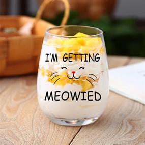 img 2 attached to 🍷 I'm Getting Meowied - Stemless Wine Glass, 15 Ounce, Wedding, Engagement, Bridal Shower Gift for Fiancee, Bride, Cat Lover - Funny Glass for Her