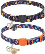 🐱 expawlorer cat collar 2 pack: adjustable pet collar with bell, stylish stars pattern design, durable breakaway cat collar logo