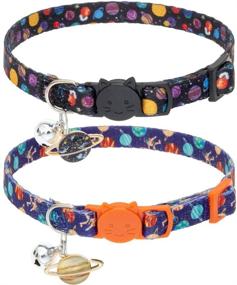 img 4 attached to 🐱 EXPAWLORER Cat Collar 2 Pack: Adjustable Pet Collar with Bell, Stylish Stars Pattern Design, Durable Breakaway Cat Collar