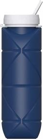 img 3 attached to 20oz Dark Blue Portable Reuseable Water Bottle - Lightweight & Collapsible for Gym, Camping, Hiking, Travel, and Sports - BPA Free Foldable Water Bottle