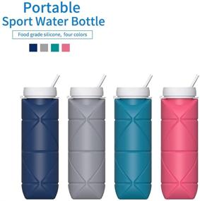 img 1 attached to 20oz Dark Blue Portable Reuseable Water Bottle - Lightweight & Collapsible for Gym, Camping, Hiking, Travel, and Sports - BPA Free Foldable Water Bottle