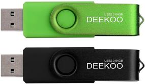 img 4 attached to 🔌 Флеш-накопитель DEEKOO объемом 64 ГБ Thumb Drives Memory Sticks Jump Drive 2Pack - Чёрные и зелёные USB 2.0 флеш-накопители.