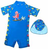 👶 aiwuhe baby toddler boys swimsuits: blue dinosaur one piece rash guard swimwear with upf50+, bathing suit for sun protection logo