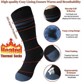 img 1 attached to 🔥 JPGO Winter Thermal Insulated Heated Socks for Men and Women - Warm Fuzzy Crew Socks for Extreme Cold Weather