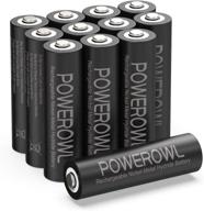powerowl 2800mah solar rechargeable aa batteries - wide temperature range, excellent performance for solar garden lights, battery string lights, outdoor devices (12 count) logo