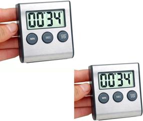 img 4 attached to ⏲️ 2 Pack Digital Kitchen Timer Set - Magnetic Countdown Timer for Cooking & Baking, Stainless Steel with Loud Alarm (AAA Battery Included)