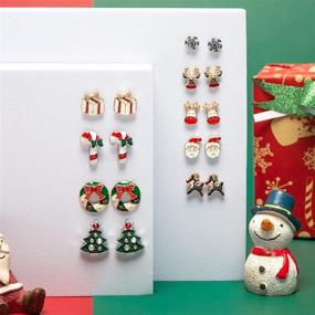 img 3 attached to 🎄 MTSCE Women Christmas Earring Stud Set: Festive Hypoallergenic Jewelry for Kids, Teens & Girls – 6-18 Pairs