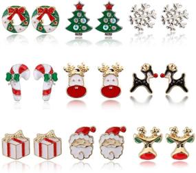 img 4 attached to 🎄 MTSCE Women Christmas Earring Stud Set: Festive Hypoallergenic Jewelry for Kids, Teens & Girls – 6-18 Pairs