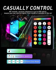 img 2 attached to 🚗 AUXITO Music Sync Car Interior Strip Light Kit with App & Remote Control, Sound Activation, Multi-Color Ambient Lights, Under Dash Footwell Lighting (12V DC)