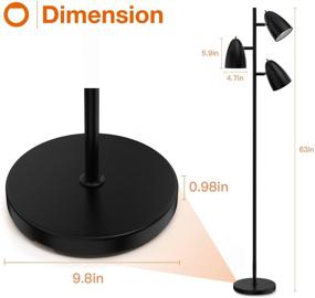 img 2 attached to 🌲 Addlon Tree Floor Lamp, 3 Adjustable Rotating Lights with Matching LED Bulbs - UL Listed, Standing Tall Pole Lamps for Living Room, Bedroom, Home, Office - Black