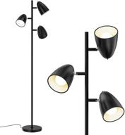 🌲 addlon tree floor lamp, 3 adjustable rotating lights with matching led bulbs - ul listed, standing tall pole lamps for living room, bedroom, home, office - black логотип