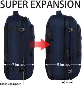 img 2 attached to Flight Approved 40L Travel Backpack: Weekender Carry On for Men ✈️ and Women - Expandable Business Bag - Anti-Theft Suitcase with Blue Finish