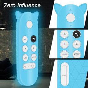 img 3 attached to 🐱 Google Chromecast Remote Control Silicone Protective Case Holder - Full Protection, Cute Cat Shape Shock Absorption Bumper, Google Voice Remote Back Covers Case Protector Skin Sleeve-Glowblue