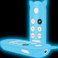 🐱 google chromecast remote control silicone protective case holder - full protection, cute cat shape shock absorption bumper, google voice remote back covers case protector skin sleeve-glowblue logo