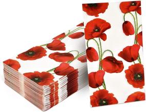 img 3 attached to 🌹 Vibrant Red Poppy Floral Guest Napkins: 100-Count Decorative Hand Towels for Bathroom, Toilet, Parties, and More