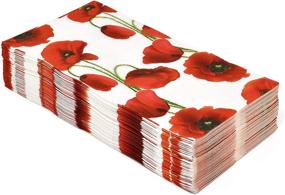 img 1 attached to 🌹 Vibrant Red Poppy Floral Guest Napkins: 100-Count Decorative Hand Towels for Bathroom, Toilet, Parties, and More