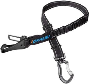 img 4 attached to 🐾 IOKHEIRA Reflective Bungee Dog Seat Belt with Adjustable Harness and Aviation Aluminum Alloy Swivel Carabiner — Enhanced Dog Car Seatbelt for Safety and Comfort