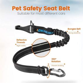 img 1 attached to 🐾 IOKHEIRA Reflective Bungee Dog Seat Belt with Adjustable Harness and Aviation Aluminum Alloy Swivel Carabiner — Enhanced Dog Car Seatbelt for Safety and Comfort