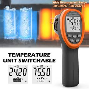 img 2 attached to 🔫 BTMETER BT-1500 Pyrometer 30:1 Industrial Laser Thermometer Gun, -58℉ to 2732℉ Non Contact High Temperature Infrared Thermometer Digital IR Temperature Gauge Orange(NOT for Human Body Temperature Testing)
