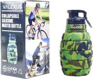 valexus green collapsible silicone water bottle - foldable travel bottle with ring holder - lightweight, portable water bottles - bpa free folding sports bottle for camping, gym logo