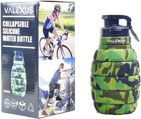 img 4 attached to VALEXUS Green Collapsible Silicone Water Bottle - Foldable Travel Bottle with Ring Holder - Lightweight, Portable Water Bottles - BPA Free Folding Sports Bottle for Camping, Gym