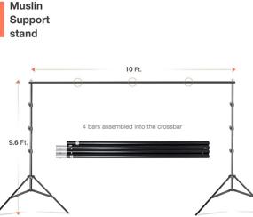 img 3 attached to 📸 Система опоры фонового муслина Julius Studio шириной 10 футов с комплектом из 3-х клемм - регулируемое крепление и прочная перекладина для экранного фона, стабильный толстый стержень - JSAG242