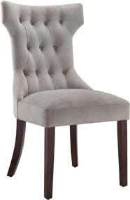 img 4 attached to 🪑 Dorel Living Clairborne Tufted Dining Chair (2 Pack): Elegant Taupe Upholstery, Rich Espresso Legs