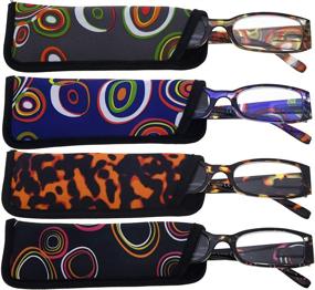 img 3 attached to 👓 Stylish Geometric Pattern Temple Readers: 4-Pack Reading Glasses for Women