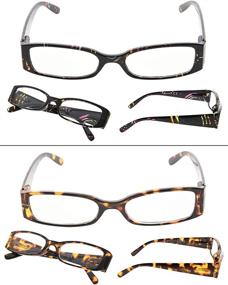 img 1 attached to 👓 Stylish Geometric Pattern Temple Readers: 4-Pack Reading Glasses for Women
