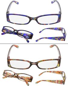 img 2 attached to 👓 Stylish Geometric Pattern Temple Readers: 4-Pack Reading Glasses for Women