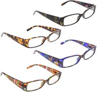 👓 stylish geometric pattern temple readers: 4-pack reading glasses for women logo