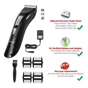 img 3 attached to Hausbell Cordless Rechargeable Pro Hair Clipper Kit for Men, Women, and Children - Model D905909: Waterproof, UL Certified, with Easy-to-Use Black Coded Guide Combs
