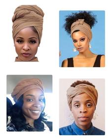 img 1 attached to 🌺 Harewom 2-Piece Headwrap Scarf for Women: Stylish African Turban Jersey Hair Tie