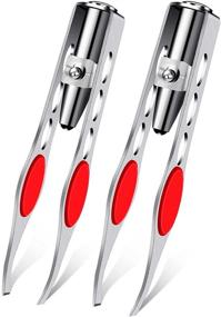 img 4 attached to Red LED Lighted Tweezers with Hair Removal Precision for Women - 2 Pieces