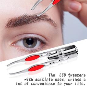img 3 attached to Red LED Lighted Tweezers with Hair Removal Precision for Women - 2 Pieces