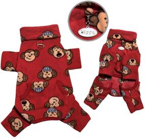 img 1 attached to 🐒 Klippo Silly Monkey Fleece Turtleneck Pajamas for Small Breeds - Burgundy