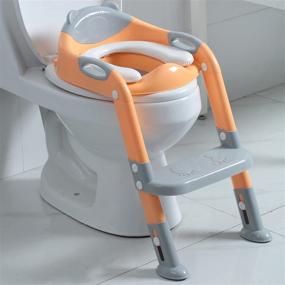 img 4 attached to Potty Training Seat for Boys and Girls - Toddlers Toilet Seat with Built-in Step Stool Ladder (Gray/Orange)