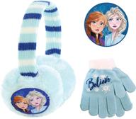 ❄️ disney frozen 2 winter earmuffs for toddlers and kids - girls' light blue ear warmers with gloves (ages 4-7) logo