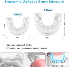 img 2 attached to 🦷 U Type Ultrasonic Electric Toothbrush for Kids, Cartoon Modeling Automatic Brush, IPX7 Waterproof Timer Toothbrush for Children Age 8-15, Pink