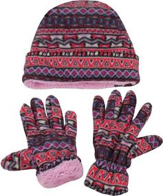 img 1 attached to N'Ice Caps Big Girls 7-10 Years Fair Isle Fleece Hat and Gloves Set with Print
