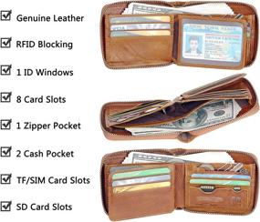 img 2 attached to Premium Leather Zipper Wallet with Advanced RFID Blocking Technology