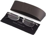 optical spring hinge reading glasses with rimless frameless design - +2.0 diopter logo