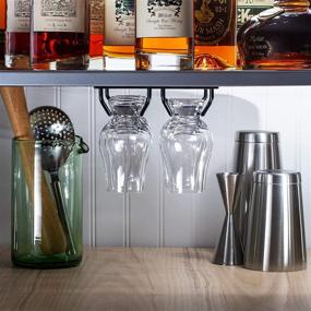 img 1 attached to 🥃 CairnCradle Виски Стойка для стаканов - Подвесной органайзер для стаканов для виски под шкаф для бара кухни (2x3, матово-черный)