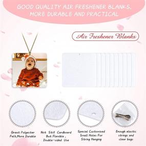 img 3 attached to 🚗 Set of 100 Sublimation Air Freshener Blanks: Square, DIY, Polyester Felt Sheets for Car and Home Decor - Includes 100 Elastic Ropes and 100 Bags for DIY HTV Inks and Heat Press