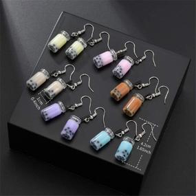 img 3 attached to D.Rosse 6 Pairs Bubble Boba Tea Dangle Earrings – Fun and Colorful Milk Tea Drink Earrings for Women and Girls - Unique Party Jewelry Gift